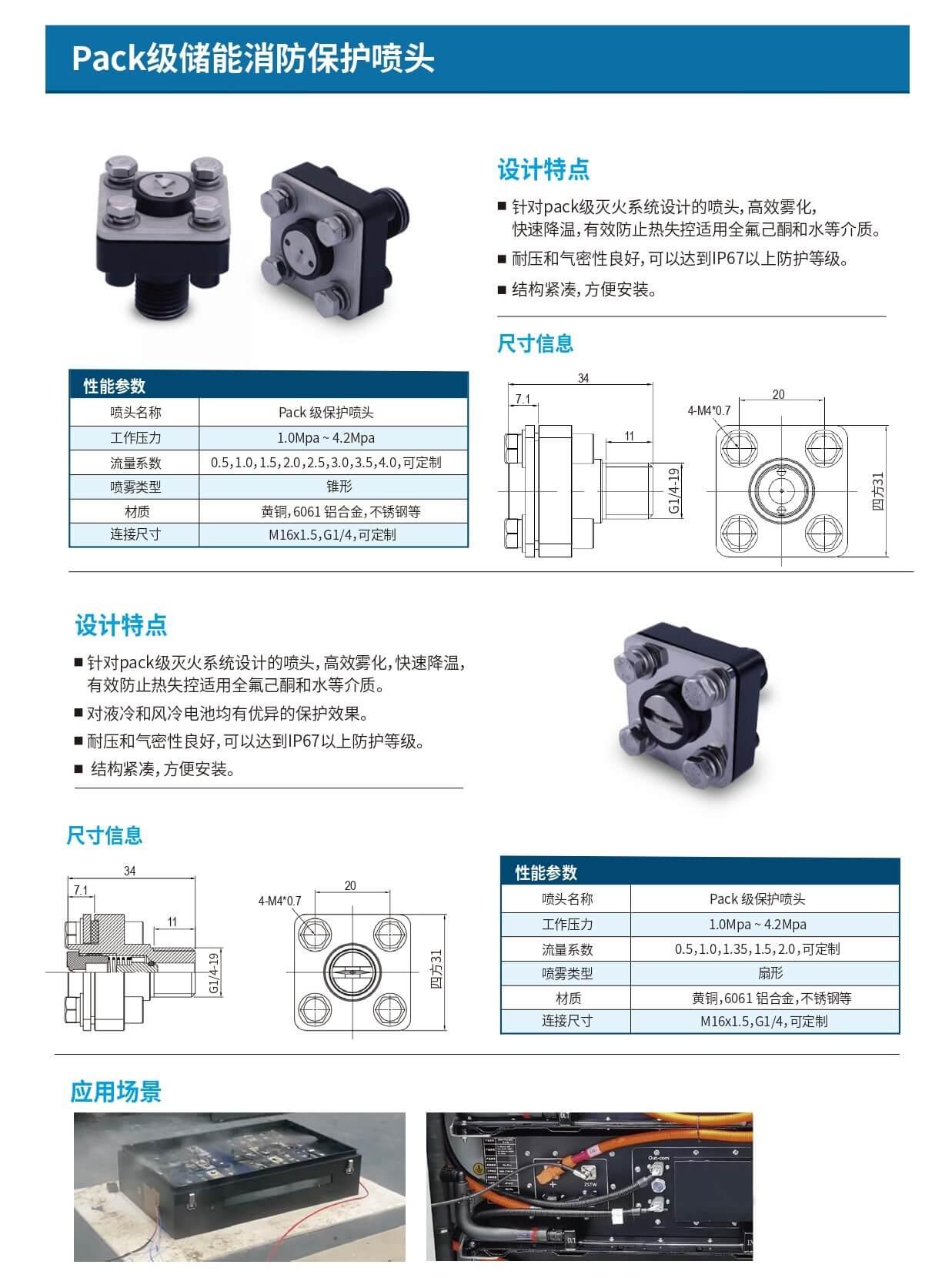 Pack級儲能消防保護噴頭